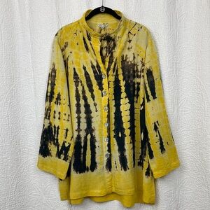 John Mark Yellow and Black Tie-Dye Tunic